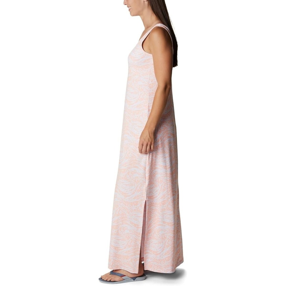 Columbia PFG Freezer Maxi Dress UPF 50 Tiki Pink Swirlscape Stretch Peach Large - Picture 8 of 16